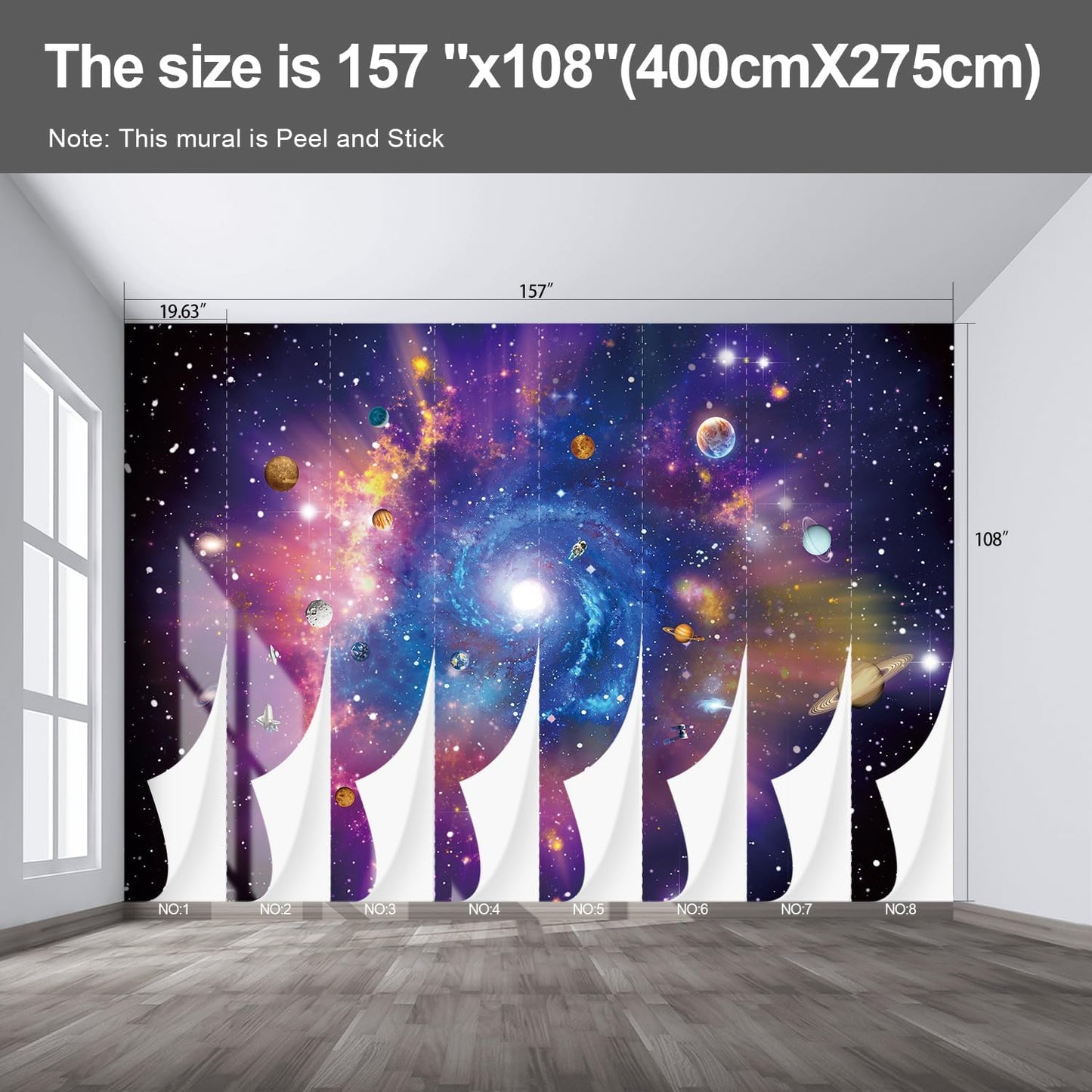 Planet Wall murals Peel and Stick Galaxy Wallpaper for Bedroom Nursery Room - 108"x157"