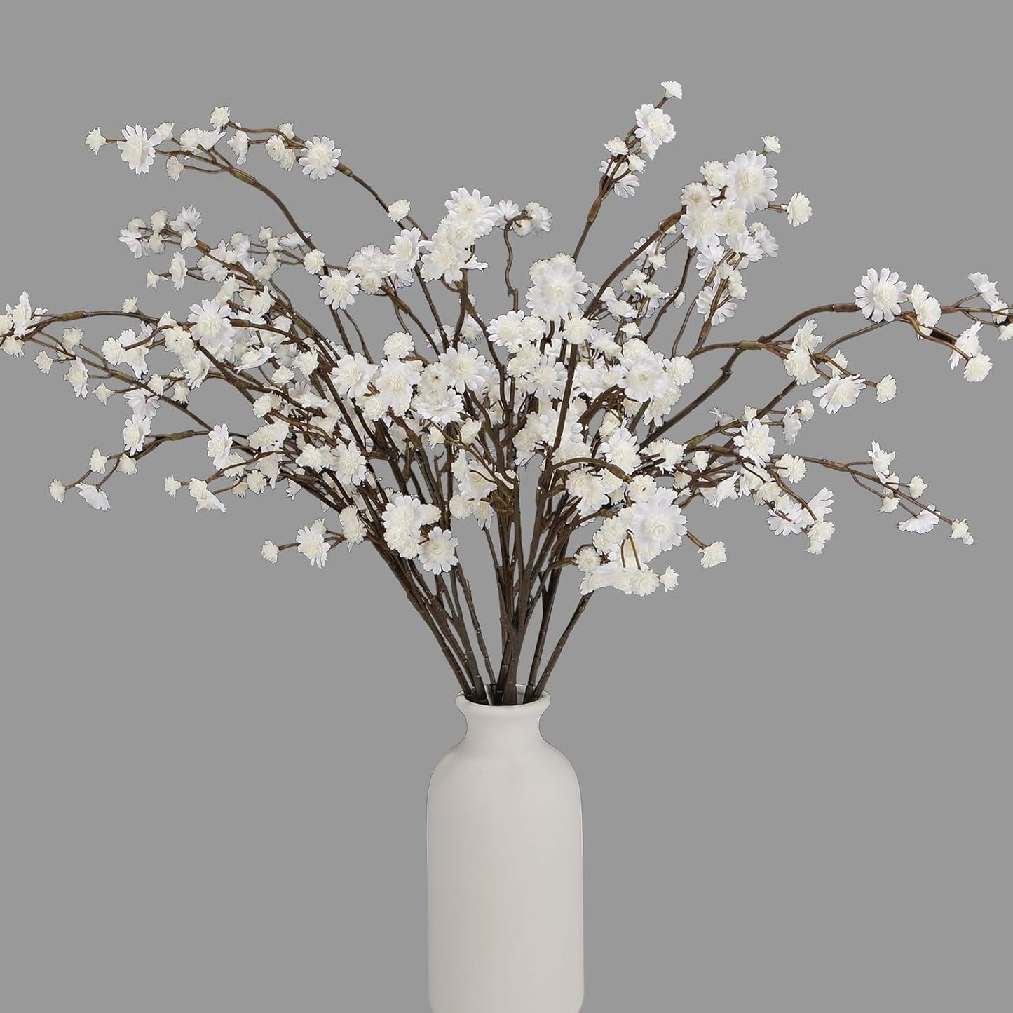 Geegoods 10 Stems White Faux Flowers for Vase – Real Touch Artificial Baby Breath Branches Long Stem for Tall Vase Indoor Home Table Centerpieces Decoration