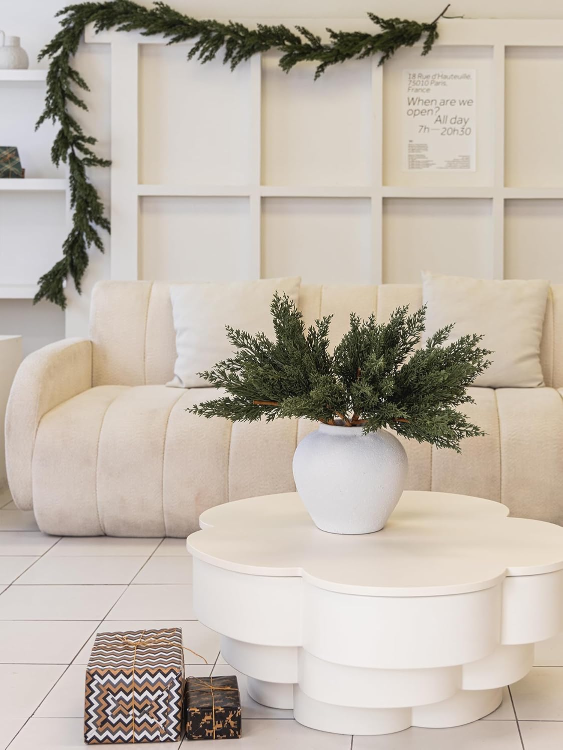 MISSPIN 12 Pcs 19.5 Inches Christmas Cedar Branches, Cedar Artificial Christmas Branches DIY Crafts Faux for Xmas Indoor Outdoor Home Decor