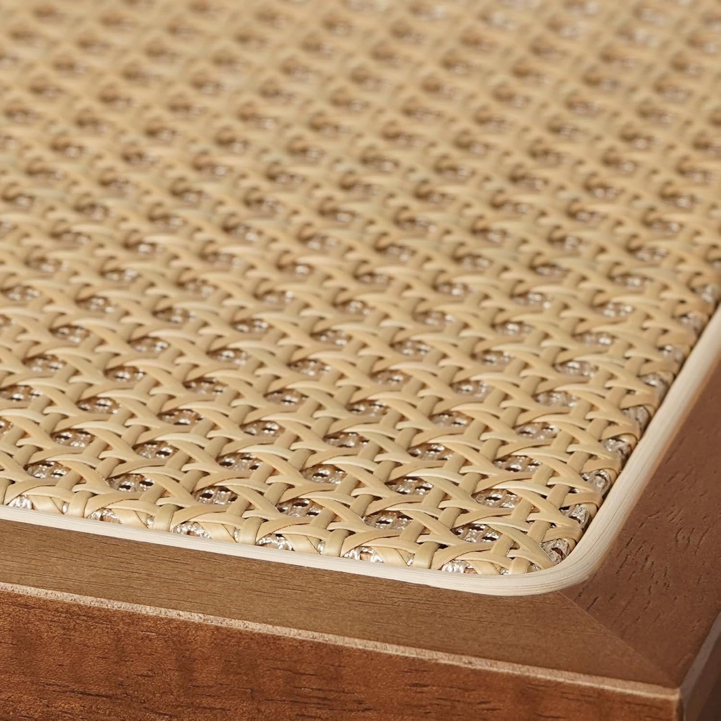 Rattan Accent Chairs Set of 2, Mid Century Modern Dining Armchairs With Cane Back, for Kitchen, Bedroom, Living Room, Reading Room, Outdoor - Walnut