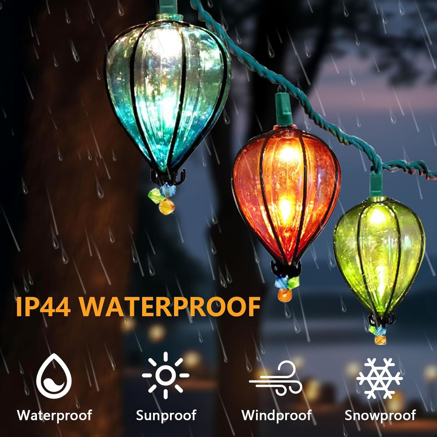 7 Pcs of 11FT Multicolor String Lights with 10 Bulbs, UL Listed Connectable Waterproof Decorative LED Lights Hanging for Backyard Patio, Indoor/Outdoor for Christmas Wedding Party Festival Lighting