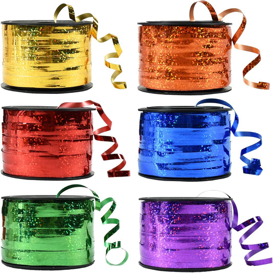 BEISHIDA 6 Assorted Colors Curling Ribbons Balloon String Ribbons - Rainbow Balloons 6 Rolls for Gift Warppping Birthday Easter Party Decorations