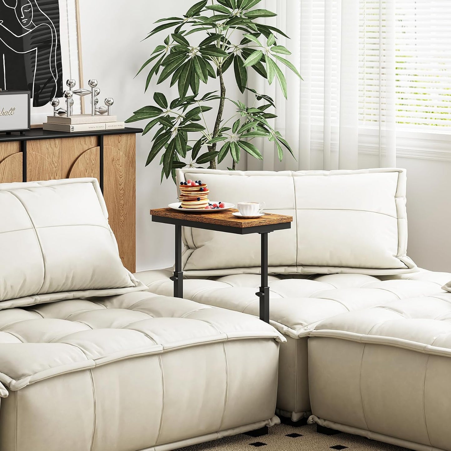 TUTOTAK End Table, Side Table, Tall Couch Table, Sofa Table, Living Room, Bedroom, Brown TB01BB0832