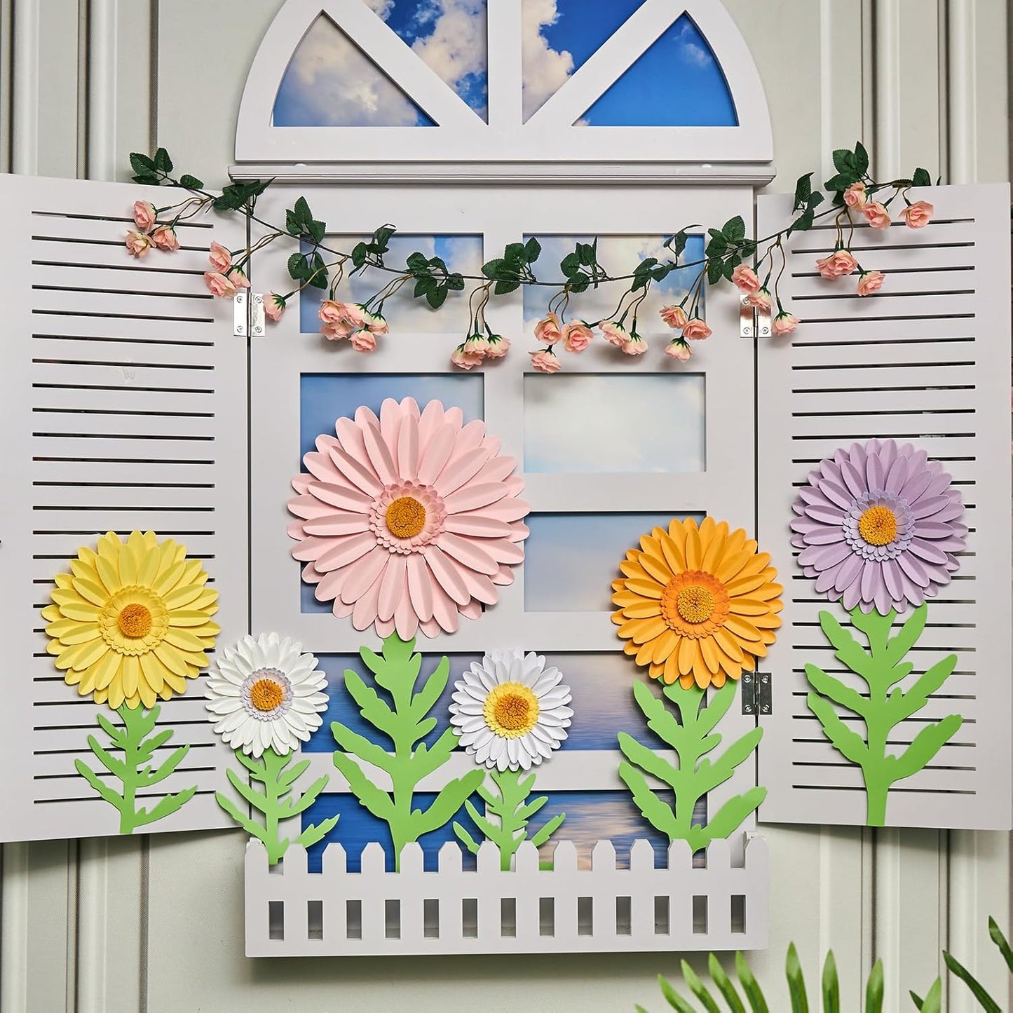 3D Paper Flowers Decorations for Wall, Large Daisy Paper Flowers for Bulletin Board, Wedding, Baby Shower, Tea Party, Classroom, Bedroom Decor