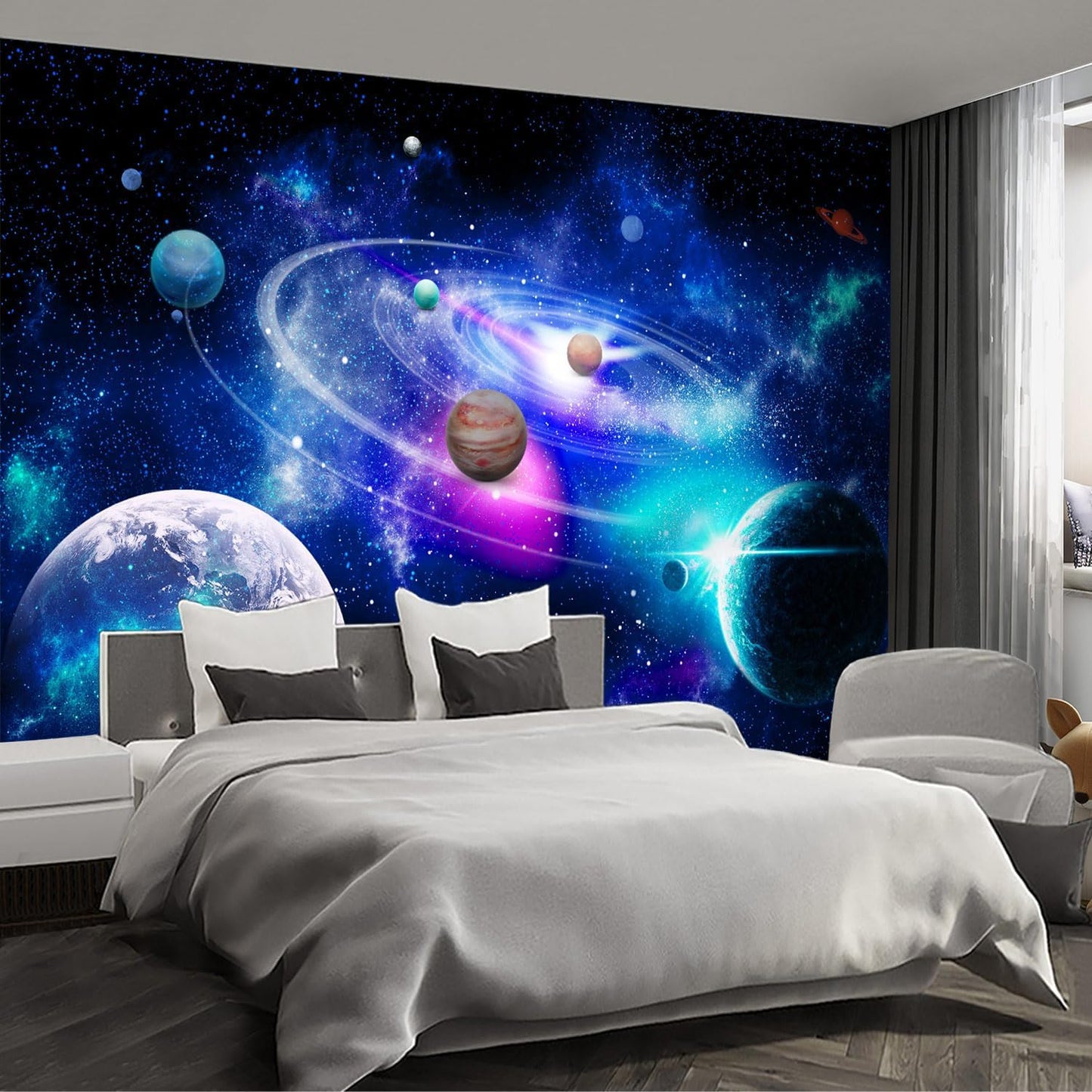 Planet Wall murals Peel and Stick Galaxy Wallpaper for Bedroom Nursery Room - 108"x157"
