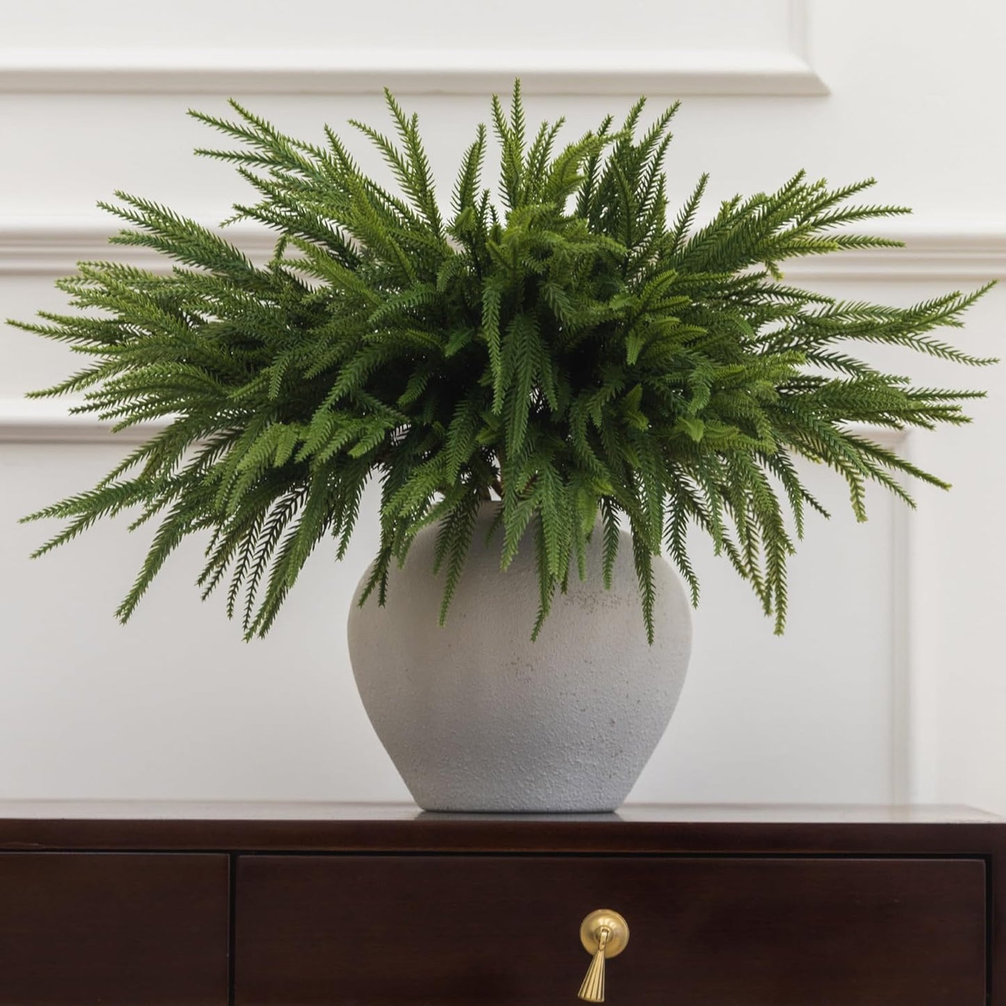 MISSPIN 12 Pcs 21.5 Inches Christmas Norfolk Pine Branches, Norfolk Pine Artificial Christmas Branches DIY Crafts Faux Pine Branches for Xmas Indoor Outdoor Home Decor