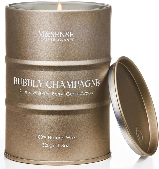 M&SENSE Bubbly Champagne Scented Candles - Home & Gift, Natural Soy, 70 Hour Burn Time, 11.3 oz