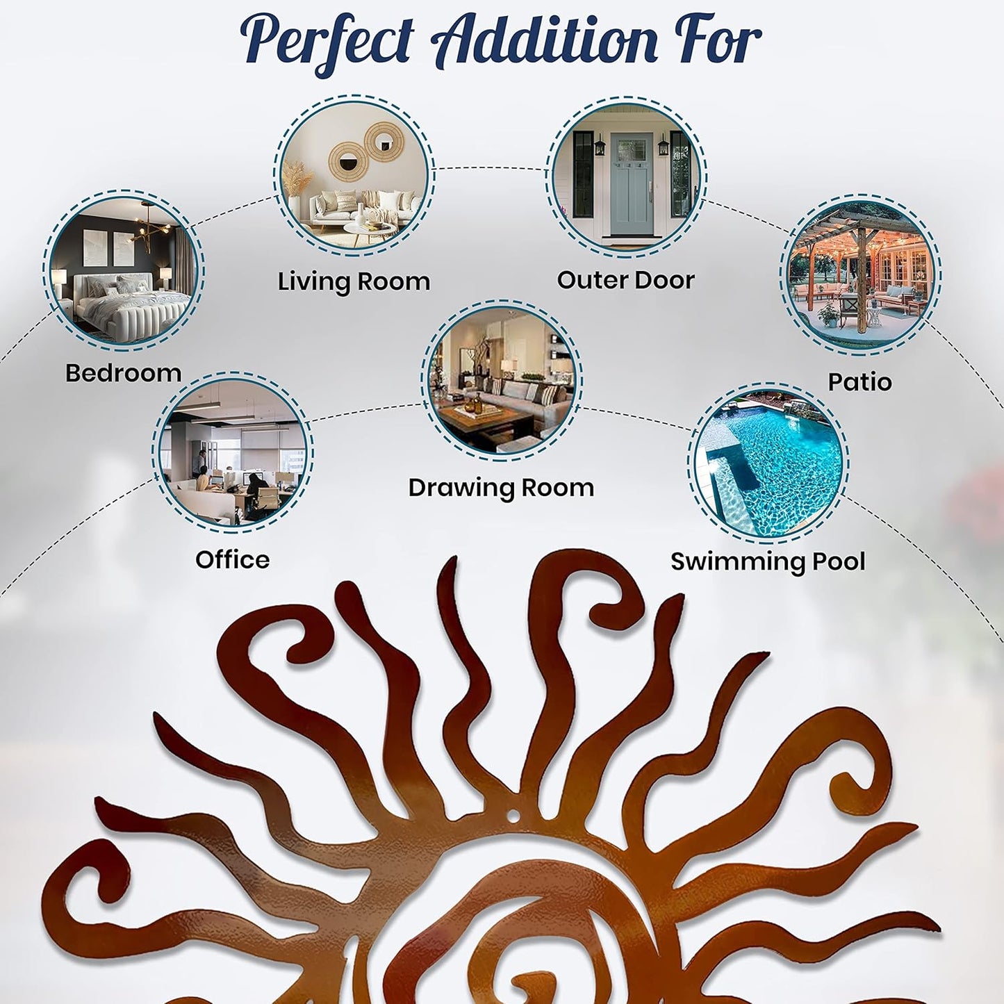 Riverside Designs Wacky Sun Metal Wall Art Indoor/Outdoor Decor - 30" Copper Rust Proof Wall Sculpture - Made in USA - Ideal for Bedroom, Garden, Home, Patio and Farmhouse