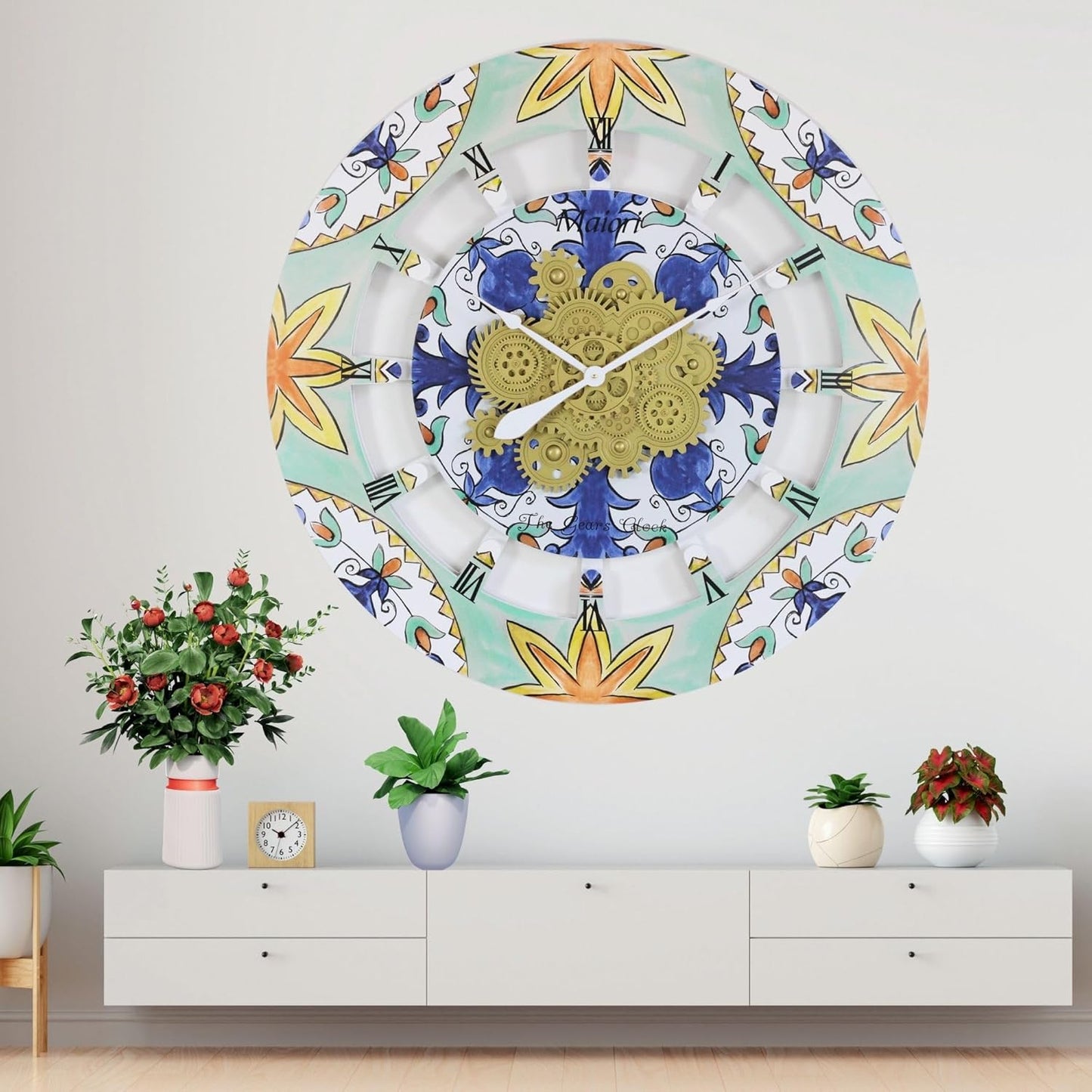 The Gears Clock Wall Clock Italy Collection with Moving Gears (Maiori, 36 inch Round)