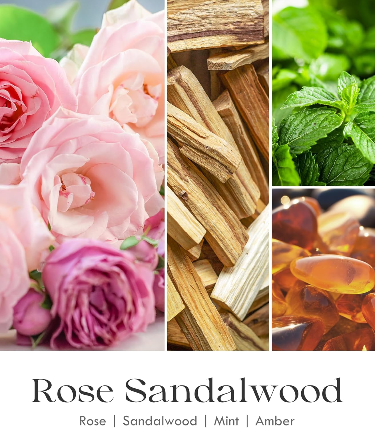 AOOVOO Rose Sandalwood Candles - 9 oz Scented Candles, Aromatherapy Candle, Soy Candle for Home Scented