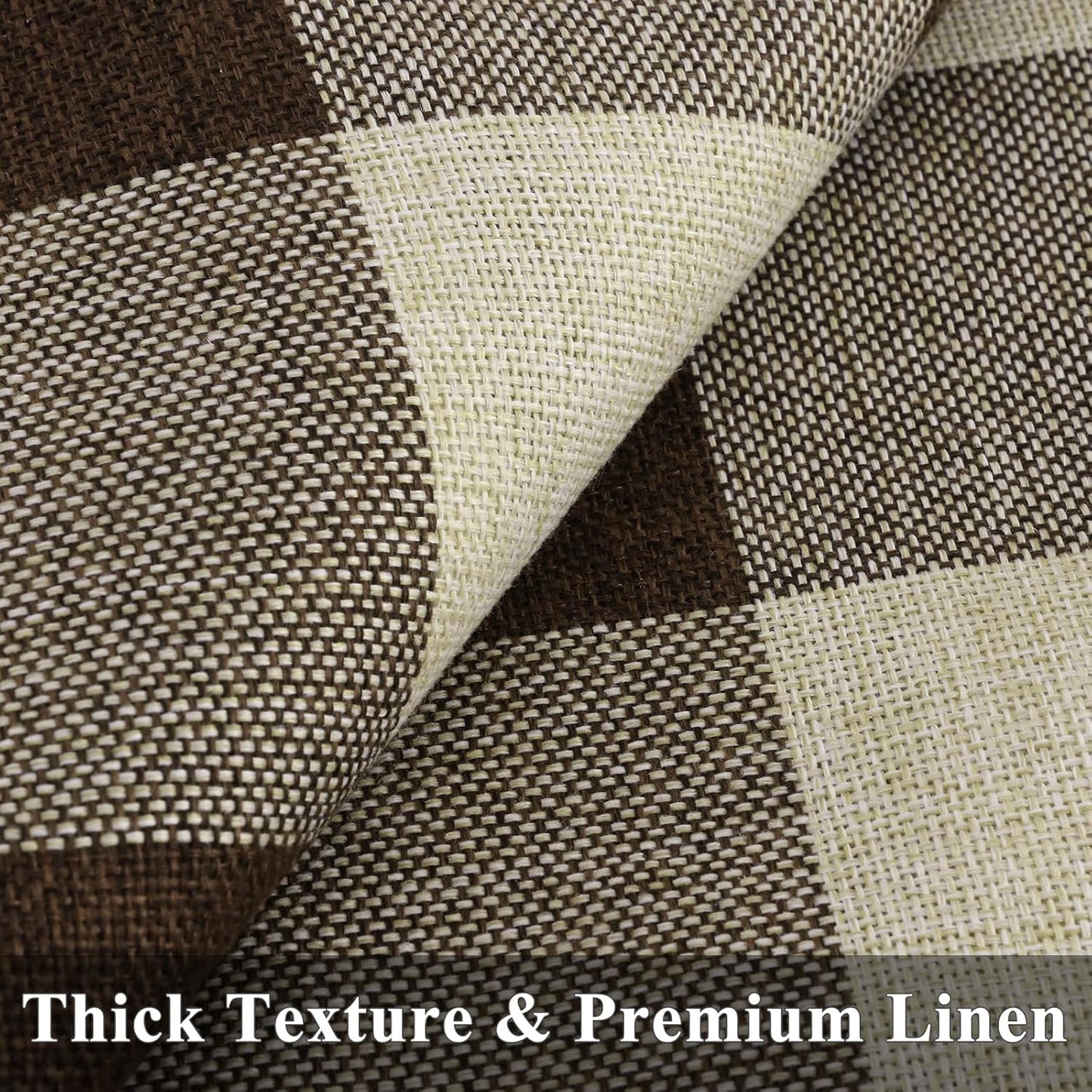 decorUhome Buffalo Plaid Check Throw Pillow Covers 22x22 Set of 2, Outdoor Decorative Farmhouse Neutral Pillow Covers with Stitched Edge for Bed Couch Sofa, Brown and Beige