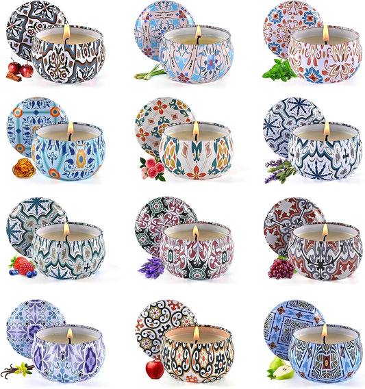 Scented Candles Gift Set, Candles for Home Scented 12 Pack, 300 Hours Long Lasting Soy Wax Aromatherapy Candle Set, Friends Moving Away, Birthday, Retirement Gifts for Women with Gift Box