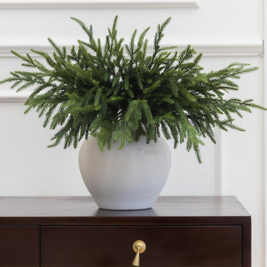 MISSPIN 12 Pcs 19.5 Inches Christmas Norfolk Pine Branches, Norfolk Pine Artificial Christmas Branches DIY Crafts Faux Pine Branches for Xmas Indoor Outdoor Home Decor