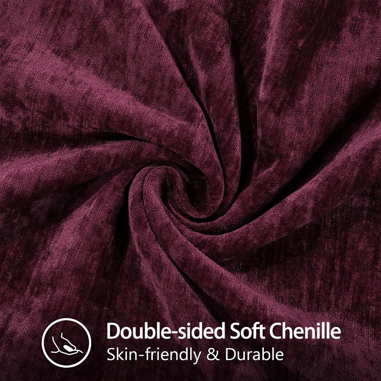 decorUhome Chenille Soft Throw Pillow Covers 16x16 Set of 2, Farmhouse Velvet Neutral Decorative Euro Pillow Covers with Stitched Edge for Couch Sofa Bed Home Decor, Rhododendron