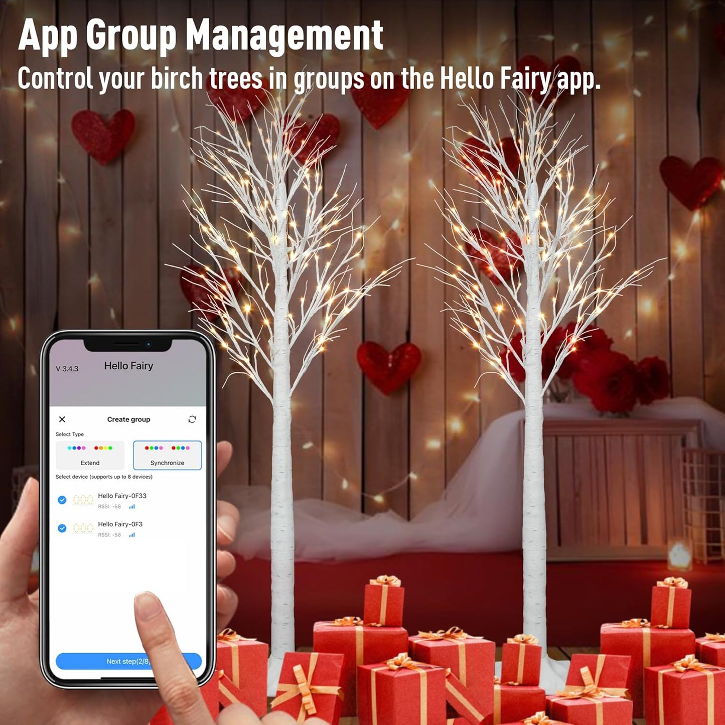 Smart Lighted Birch Twig Tree with Fairy Lights, APP Conrol, 6FT 120 Warm White LEDs, 18 Modes, Dimmable, Schedule, Music Sync Waterproof for Indoor Outdoor Home Christmas Holiday Decor, 2pack