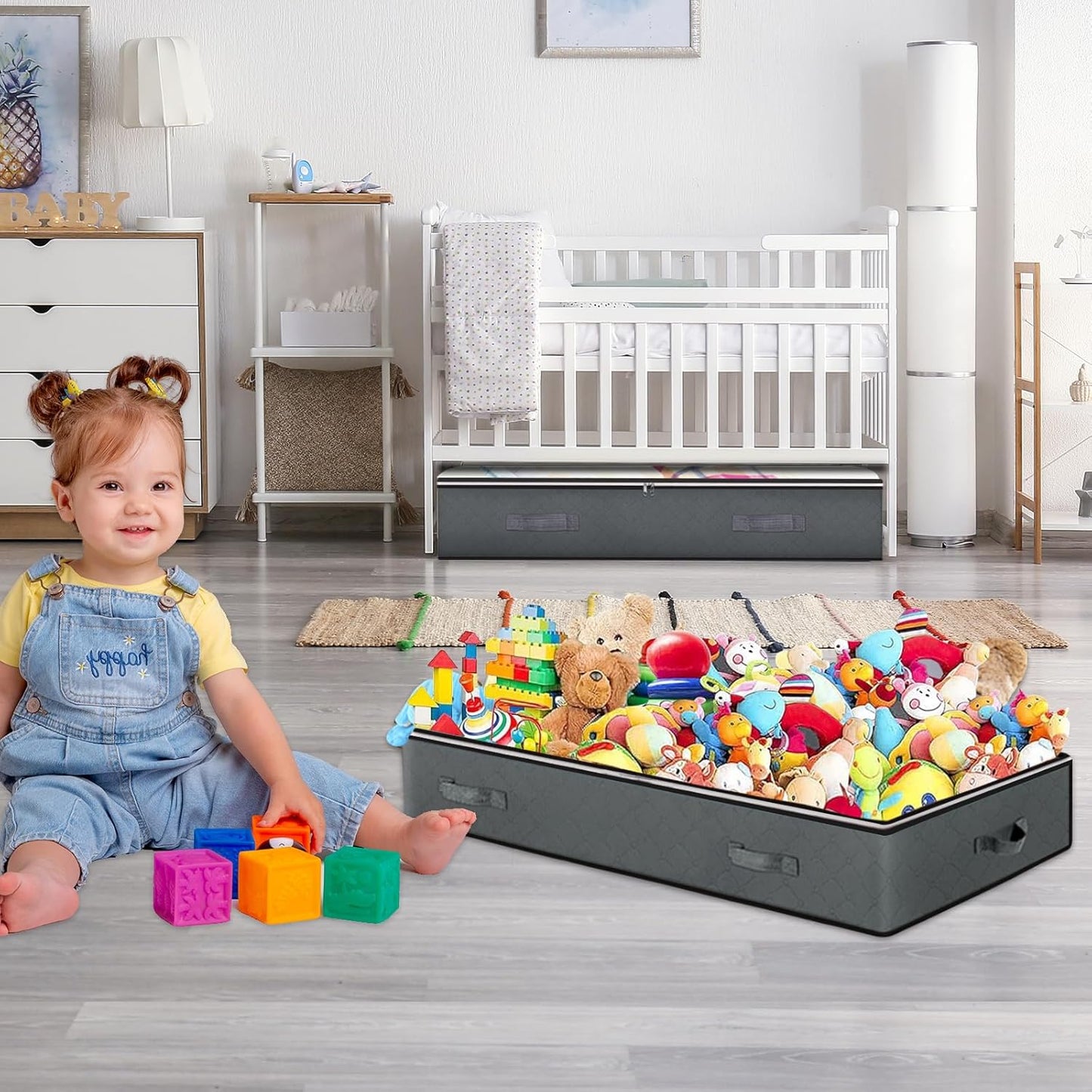 6 Pack Under Bed Storage Containers, 90L Collapsible Closet Organizers and Storage Bins, Underbed Storage Bags for Wrapping Paper, Blanket, Towels, Clothes, Comforter, Sweaters, Linen Sheets