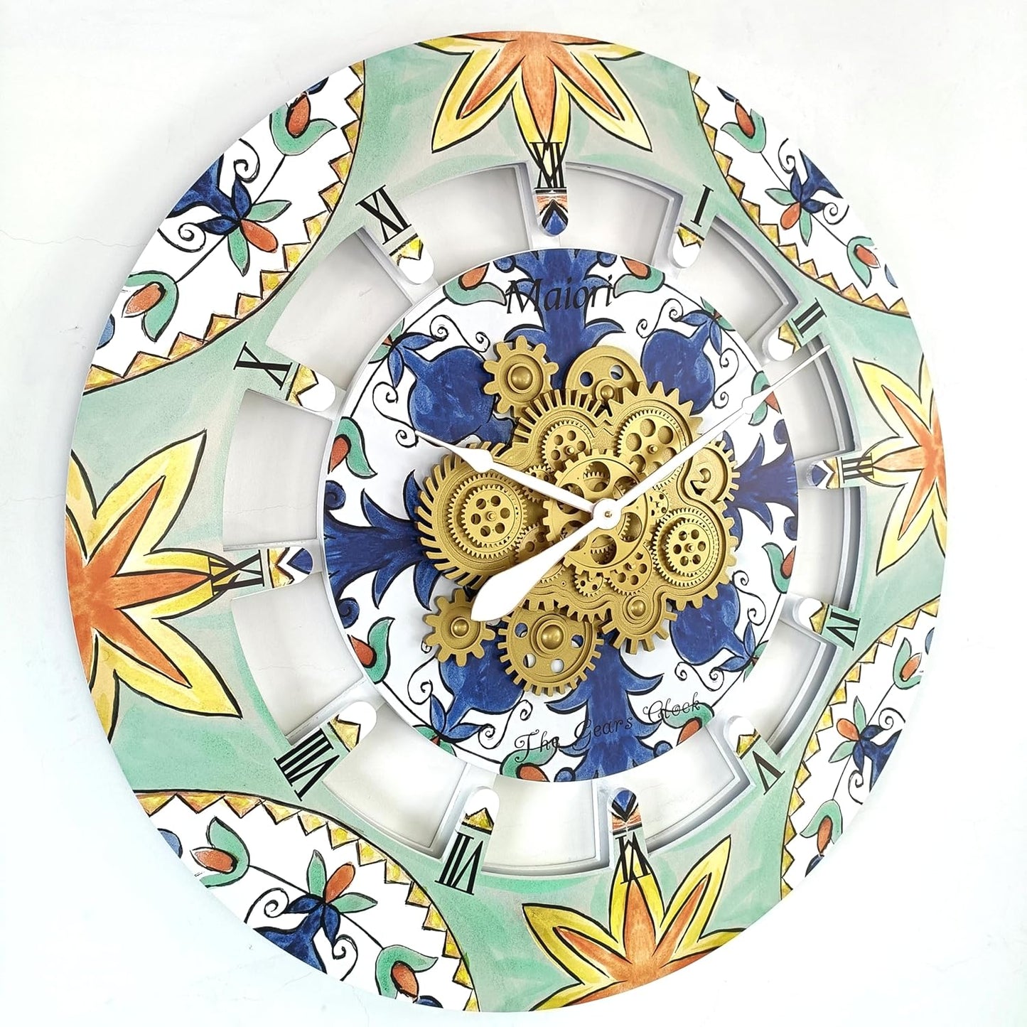 The Gears Clock Wall Clock Italy Collection with Moving Gears (Maiori, 36 inch Round)