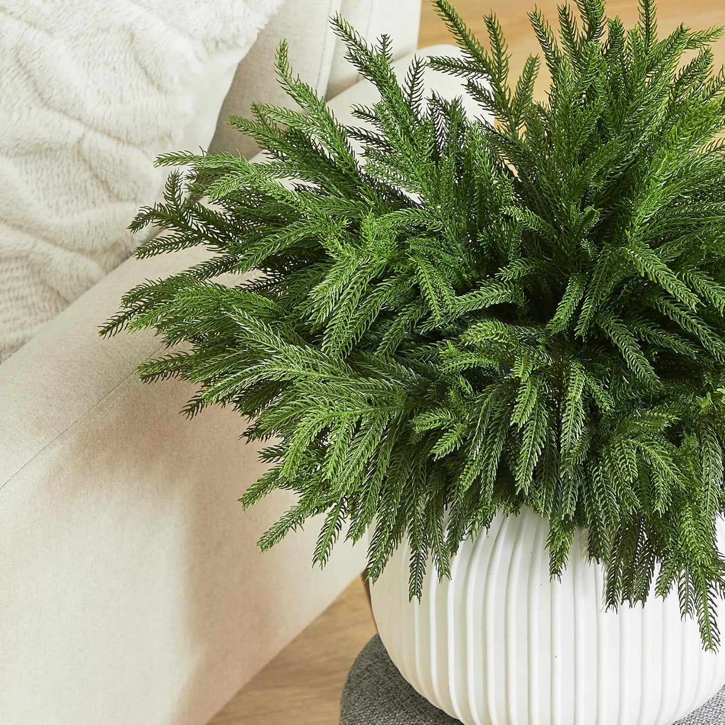 WeGuard 16 Pcs Real Touch Artificial Norfolk Pine Branches, 18 Inches Faux Cedar Pine Stem Fake Christmas Greenery Picks for Vase DIY Garland Wreath Christmas Decor Home Decor