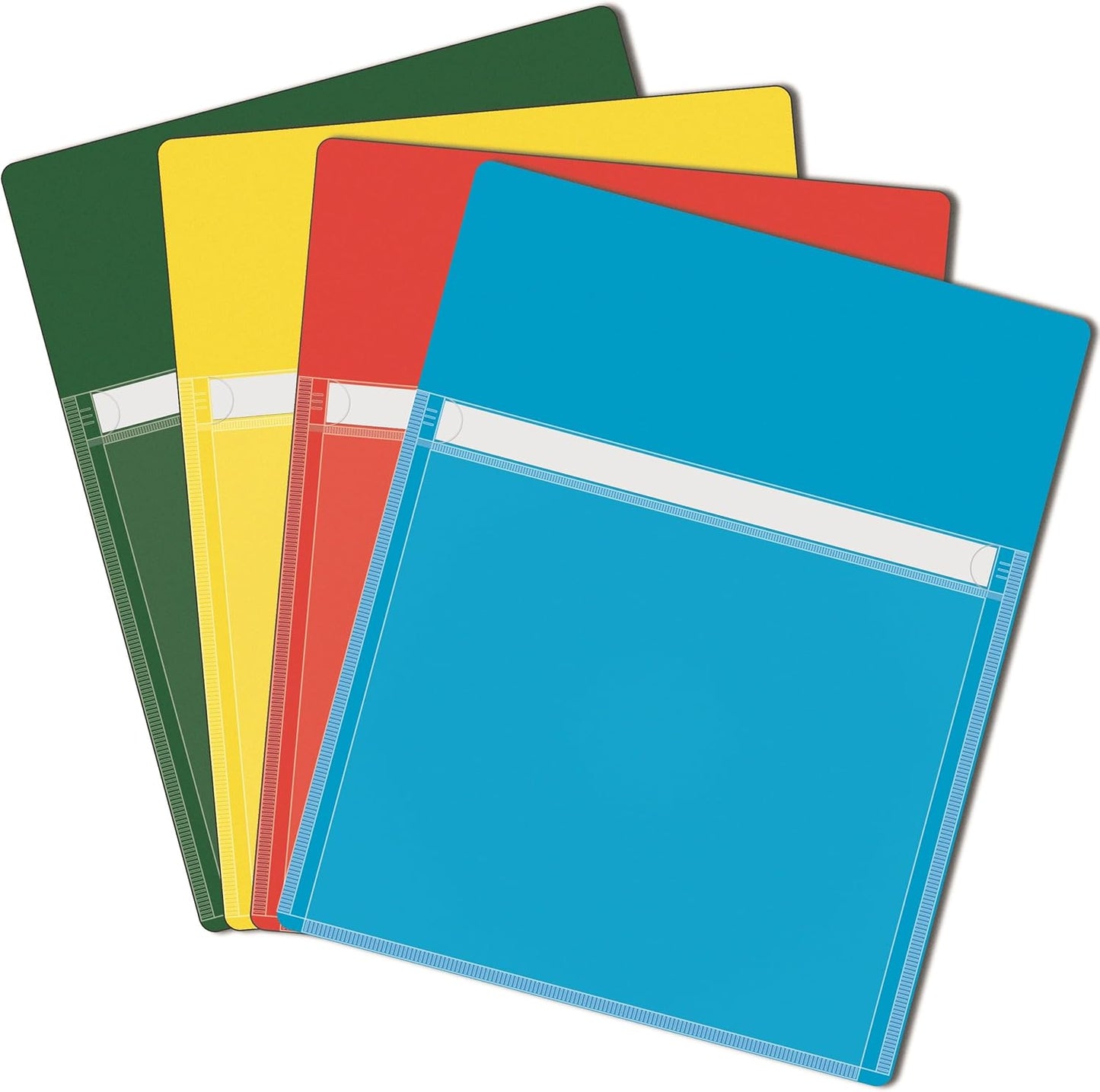 Magnetic Pocket 4 Pack – Self-Adhesive Magnetic Storage Pouch for Documents, Notes & Tools, Strong Magnet Backing for Fridge, Whiteboards, and Metal Surfaces (Assorted Colors 4Pcs)